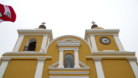historic san juan bautista church of main square in la libertad peru.