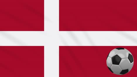 denmark flag waving and football rotates, loop