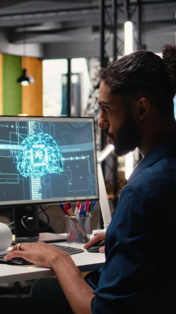 Vertical Video Real estate developer works with artificial intelligence and interior design