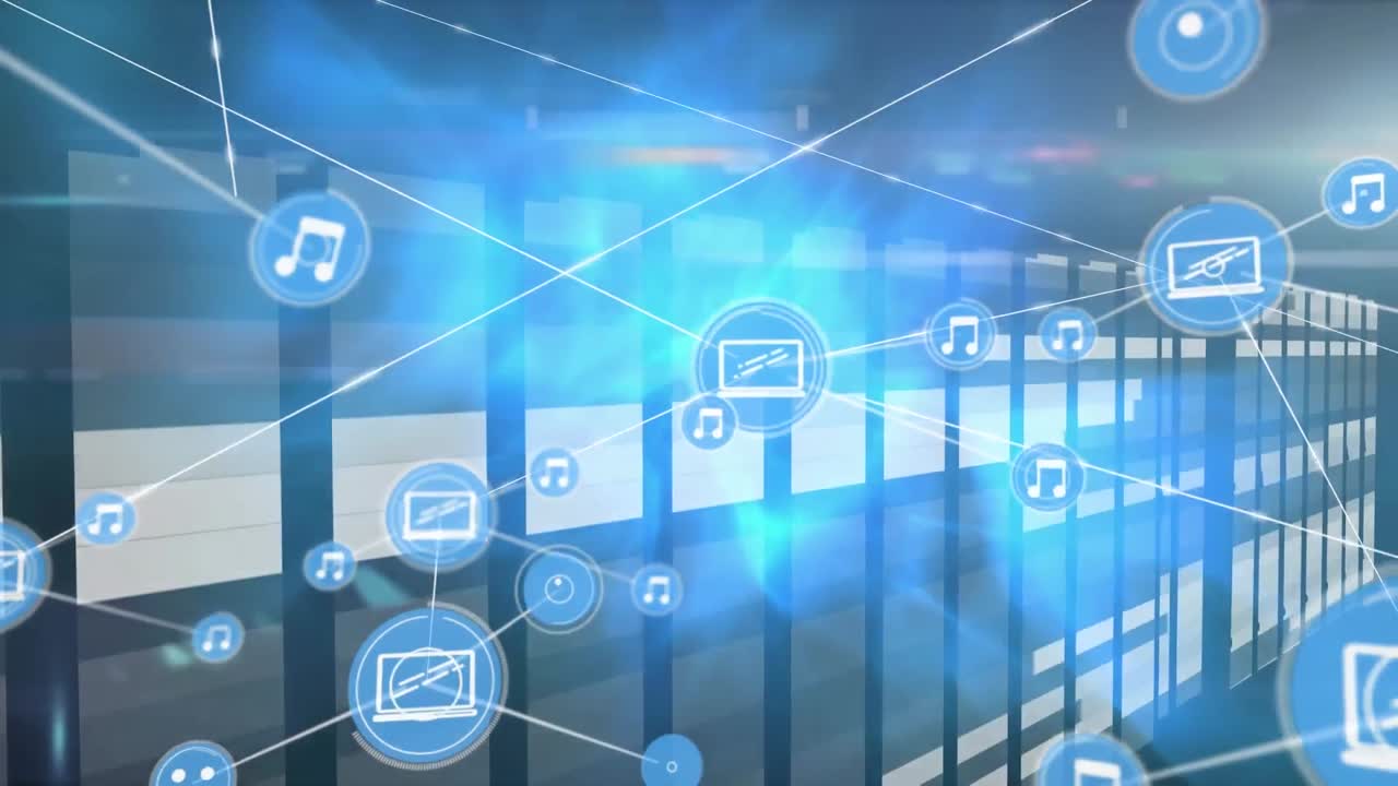 카우카스 인 네트워크를 통해 아이콘과 연결 네트워크의 애니메이션 bauble 아이콘