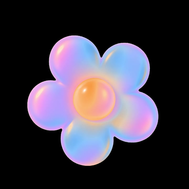Roterende iriserende 3D-blomstanimasjon