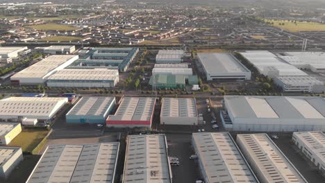 dublin, ireland - warehouse buildings in one of the biggest business park in europe, park west business park - aerial shot