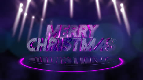 Merry-Christmas-with-neon-purple-light-on-disco-stage