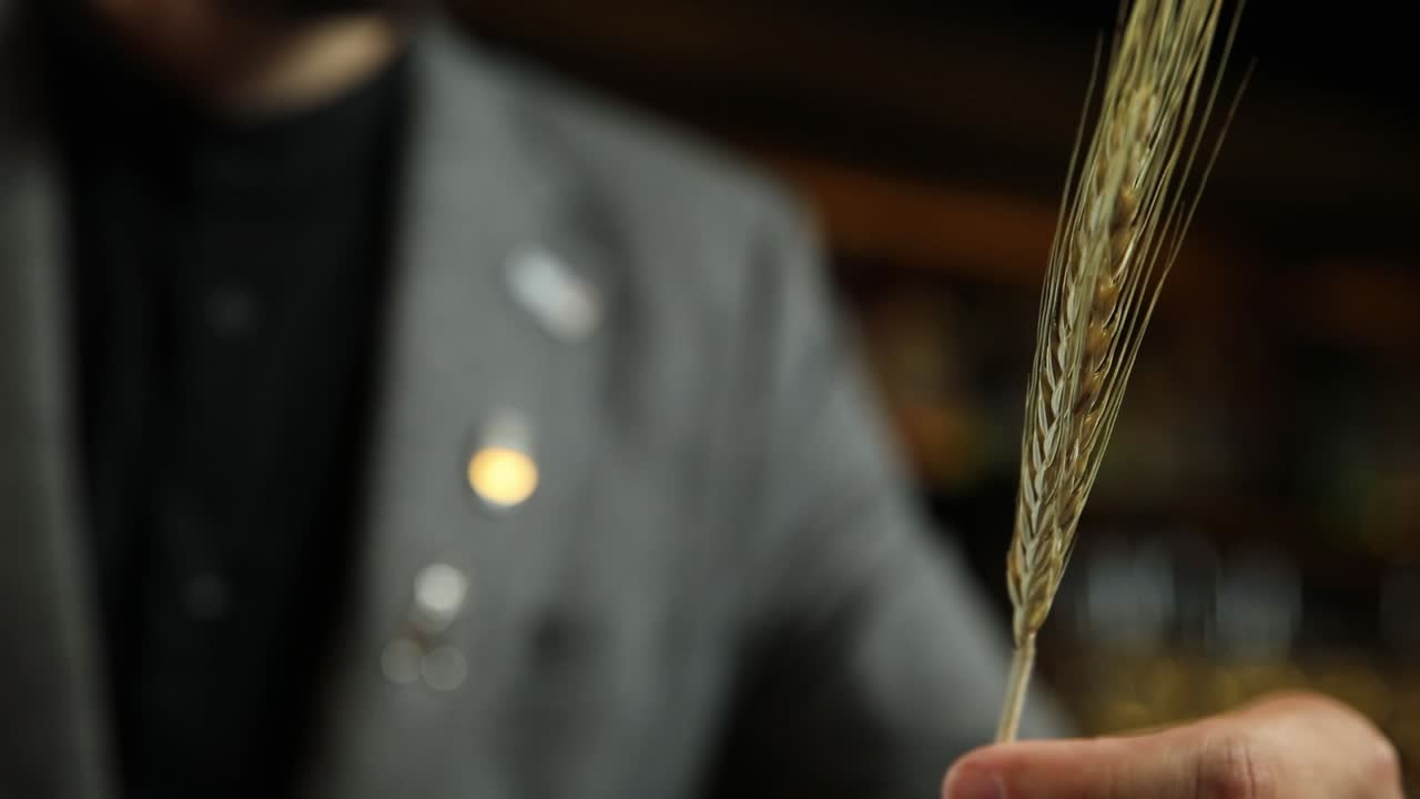 Flaming Wheat Garnish for a Cocktail