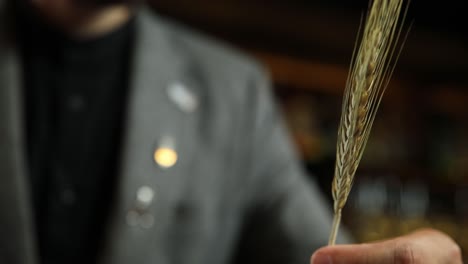 flaming wheat garnish for a cocktail