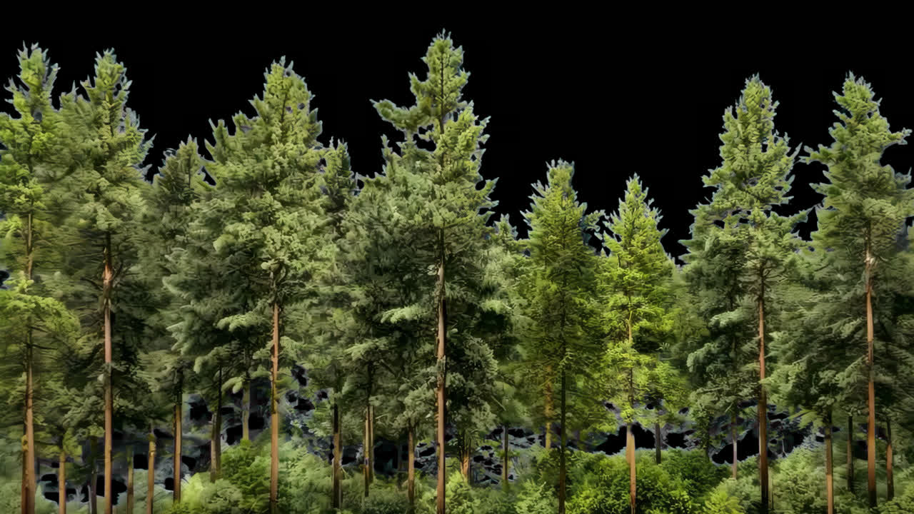 Green forest animated overlay, transparent 4K video, alpha channel, ProRes 4444