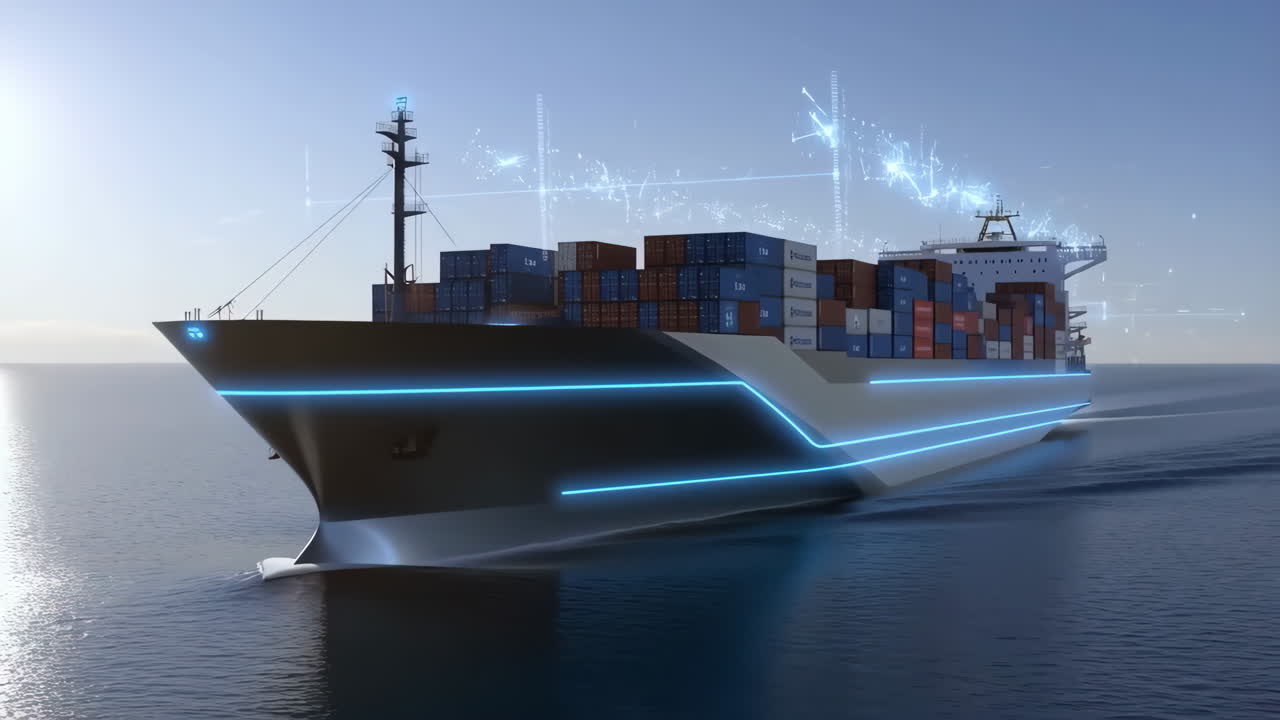 buque de carga en el mar