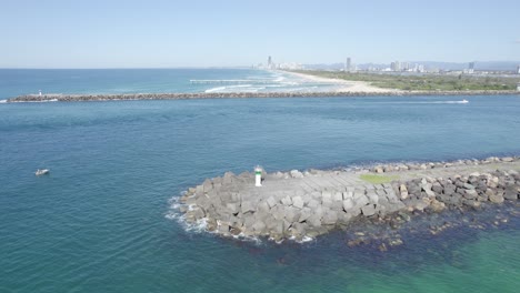 south stradbroke island the spit with fishing pier in gold coast, qld, australia