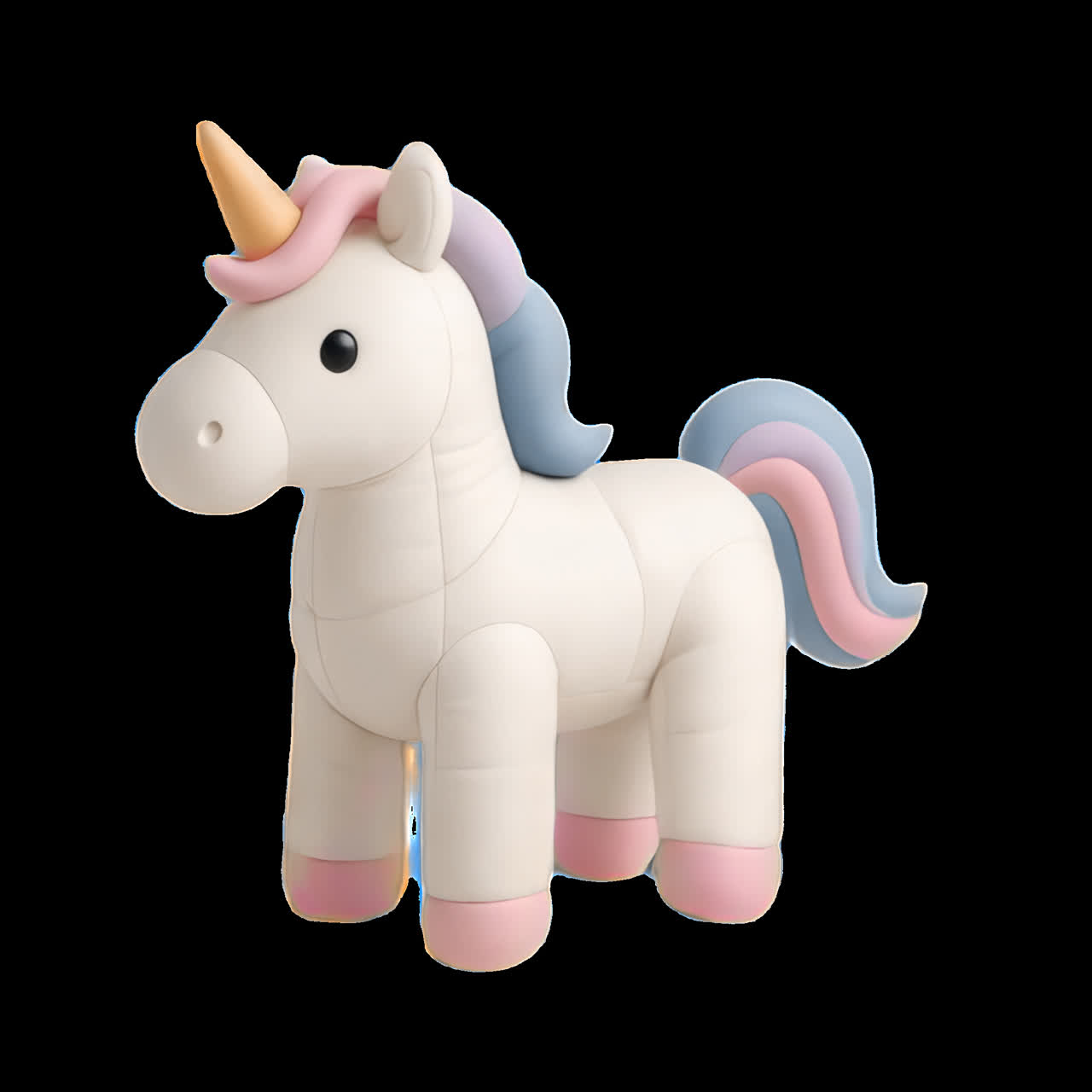 Adorable plush unicorn toy animation isolated asset, transparent 4K video, alpha channel, ProRes