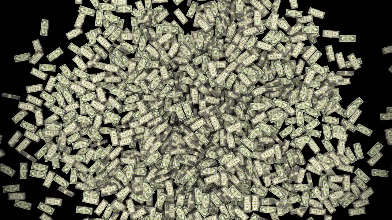 el dinero se acumula paquetes de dólares cayendo ganancias financieras de los ee.uu. impuesto de moneda estadounidense