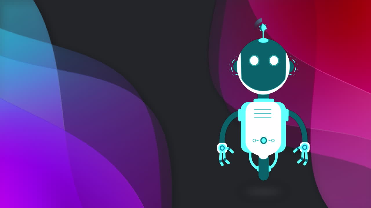Animation of ai chat bot over spots of light on black background