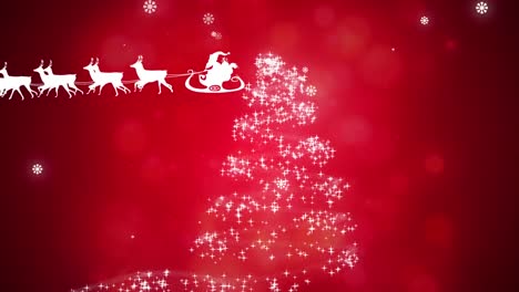 Animation-of-santa-in-sleigh-over-christmas-tree