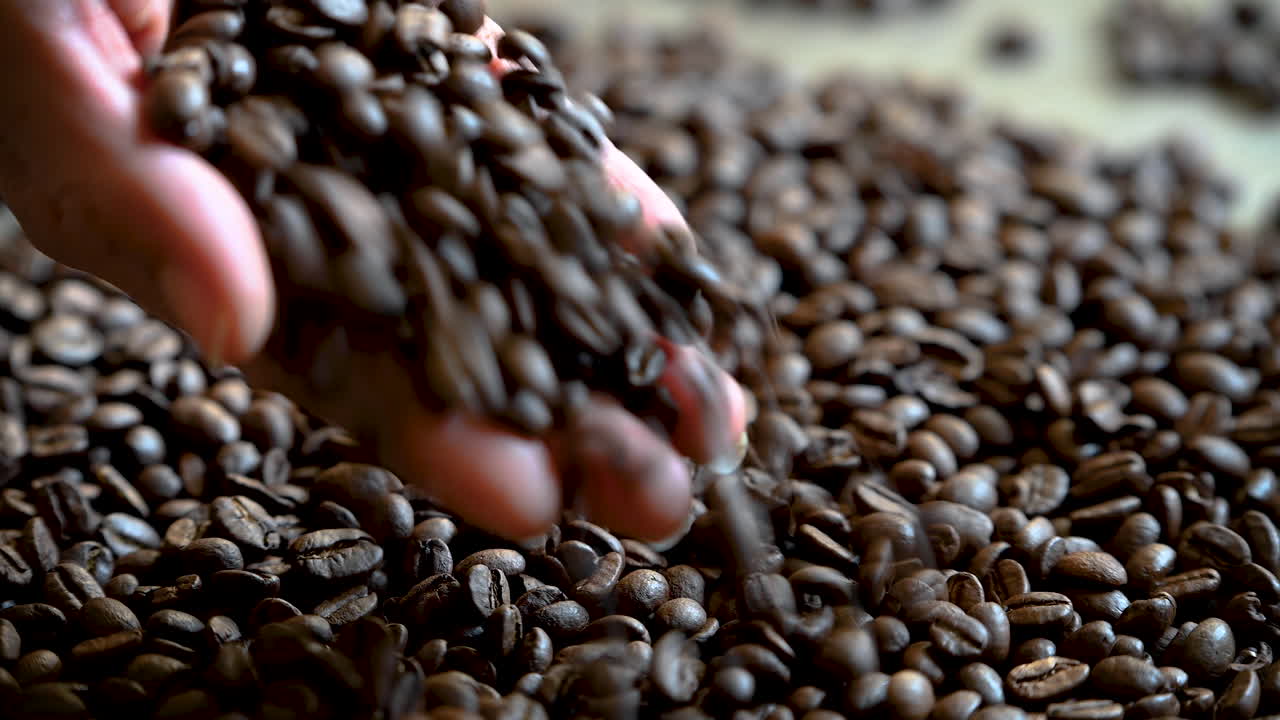granos tostados de café listos para moler para beber