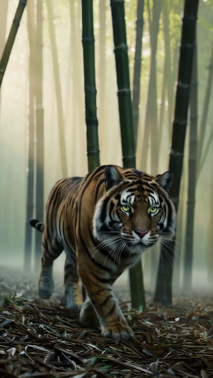 Majestic Tiger in a Bamboo Forest