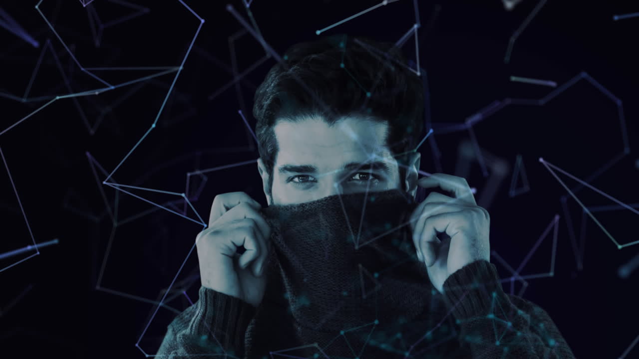 red de conexiones contra el hombre que oculta su rostro