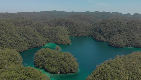 beautiful aerial drone shot above sohoton natural park in siargao island the philippines