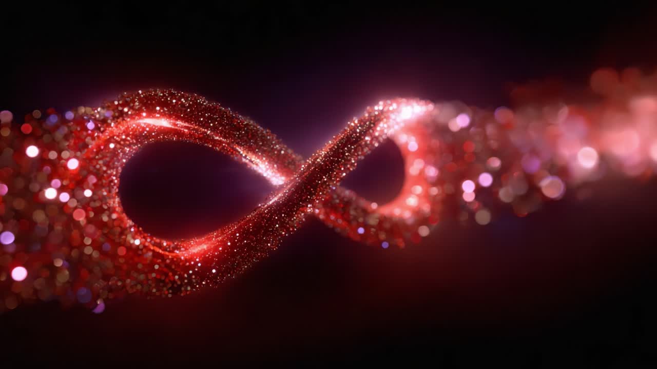 A mesmerizing display of infinite beauty, showcasing a sparkling red infinity symbol that captivates with its elegant curves and radiant energy, mesmerizing and enchanting