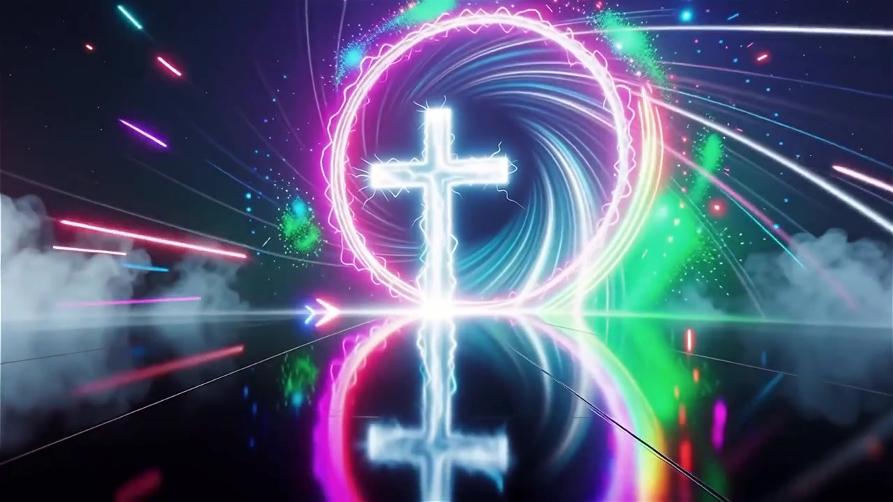 Croce Cristiana Luce Celestiale Sfondo per il Culto.