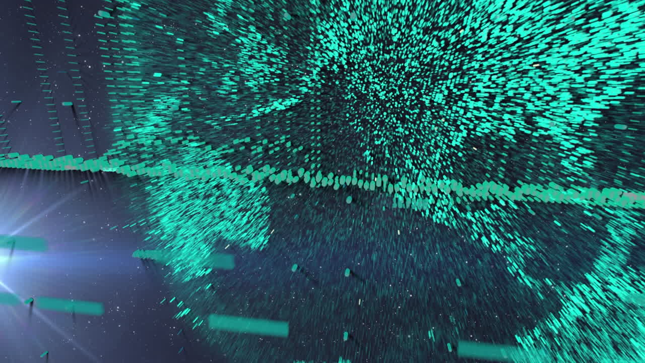 animación del gráfico, las llamaradas de kens y el globo giratorio contra un fondo abstracto