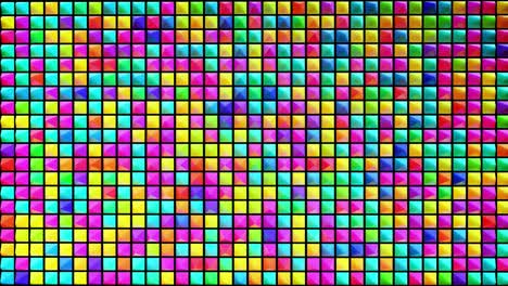 fondo festivo abstracto con pirámides multicolores en un plano parpadeando luz de neón al azar. bucle hermoso bg en 4k. animación suave renderización 3d.
