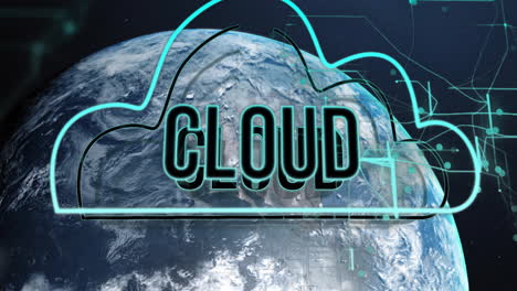 animación de computación en la nube sobre la tierra desde el espacio