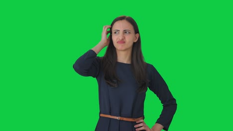 Confused-Indian-girl-thinking-about-something-Green-screen