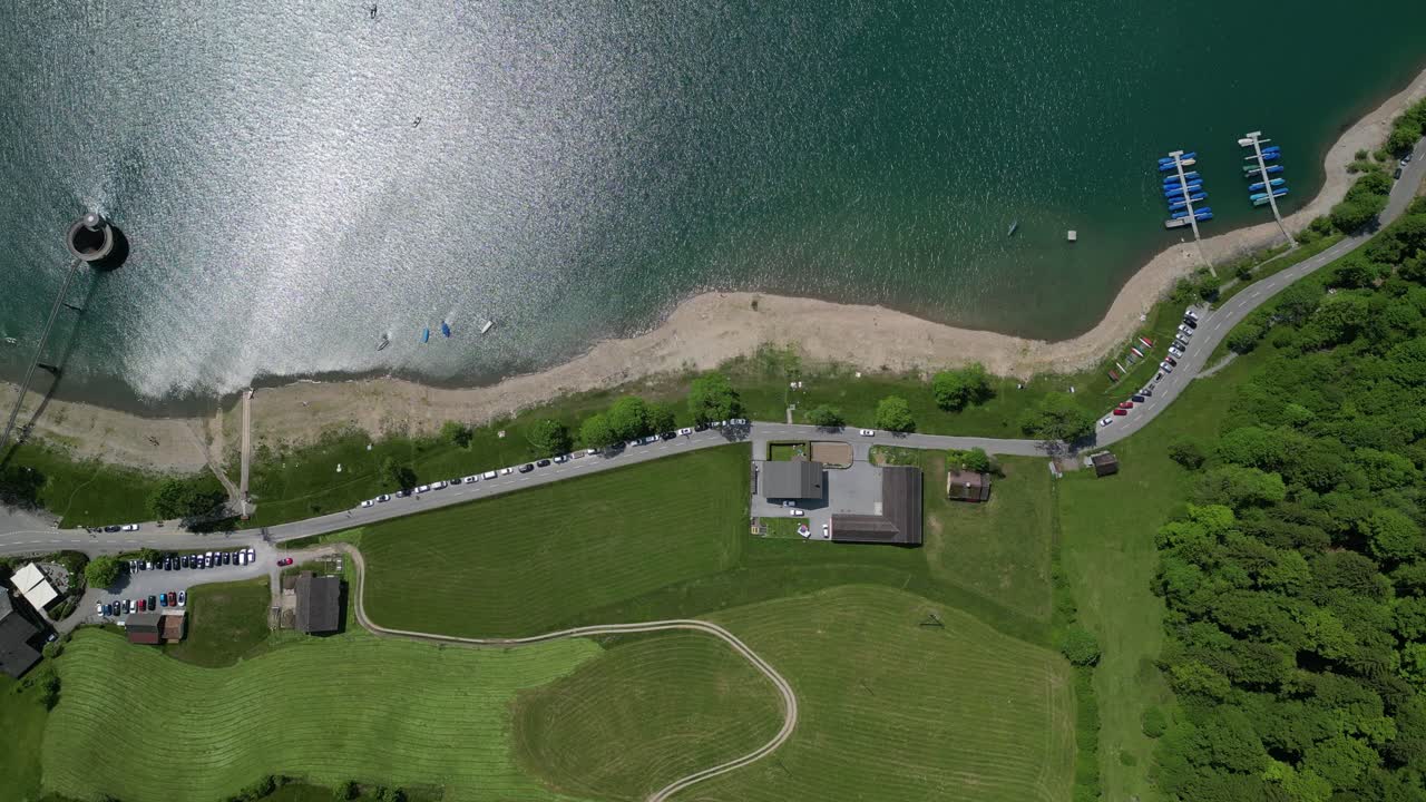 Top view of  lake Kl&ouml;ntalersee, Glarus Canton, Switzerland