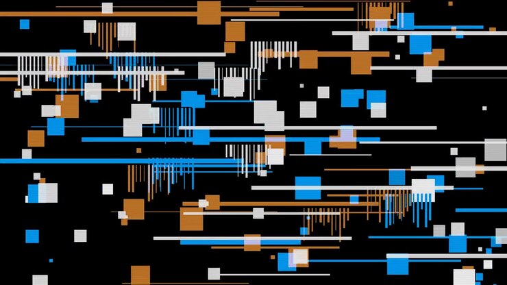 Abstract Digital Motion Graphics with Moving Squares and Lines