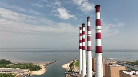 an aerial view of the largest power generation facility on long island