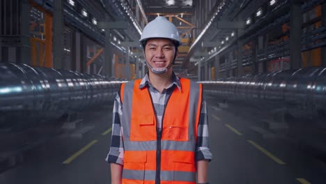 smiling factory worker