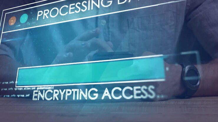 Animation of data processing over caucasian businessman using smartphone