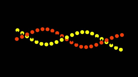 animazione di filo di dna rotante, con esplosione di fumo arancione, su sfondo nero