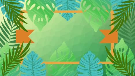 animation of tropical plant leaves on green background