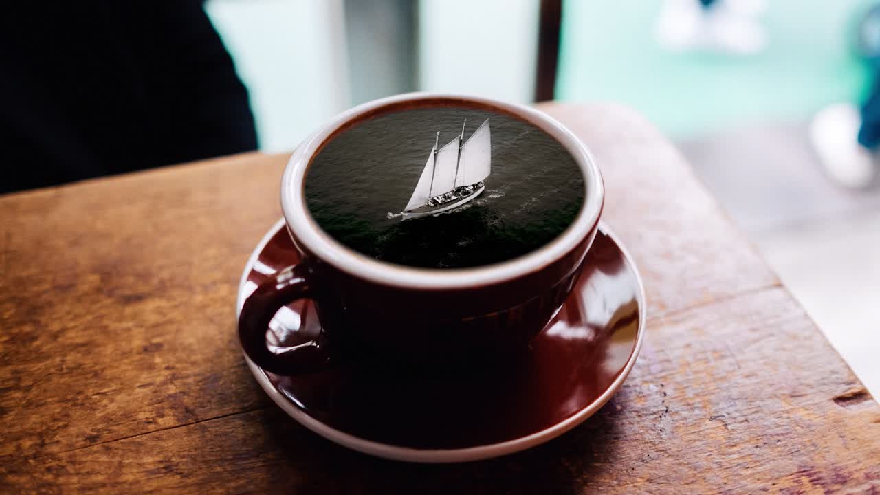 판타지 상상력 커피와 세일보트 4k