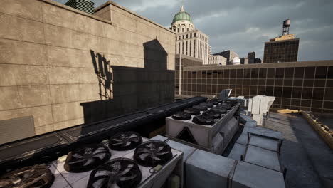 city rooftop with air conditioning units