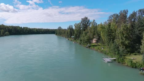 aerial footage of the kenai river in soldotna, alaska