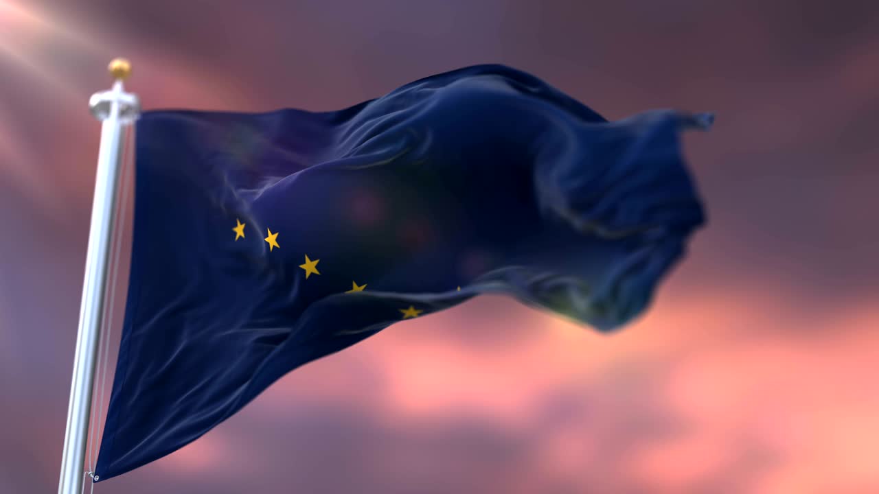 미국 알래스카 주 국기, 해가 지면 흔들리는 - 루프