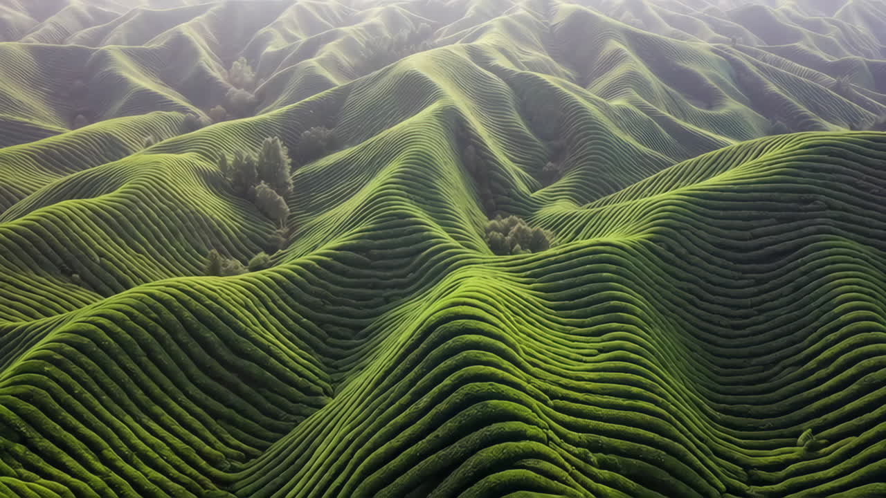 Green Terraced Hills Aerial View