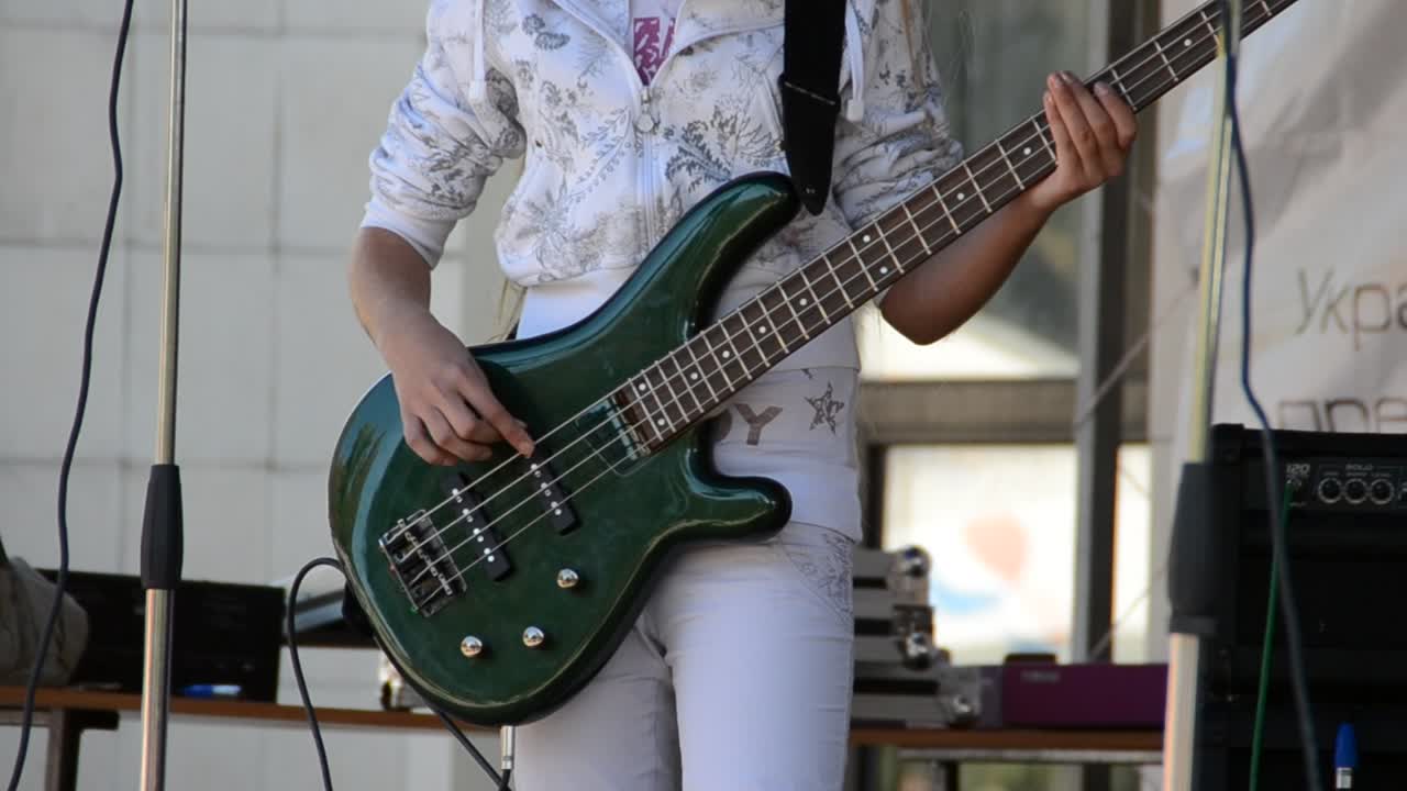 Concerto rock. Chitarrista che suona. Festival internazionale dell'arte della forgia "Park of Forge Figures - 2011"