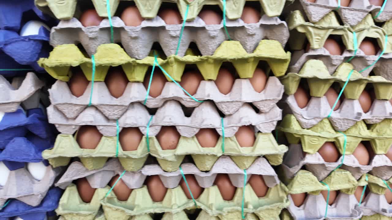 Stacks of Eggs in Cartons