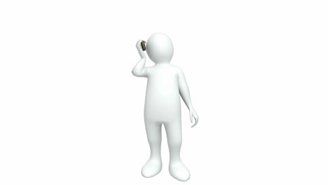 animación que muestra a un hombre en 3d hablando en su teléfono celular