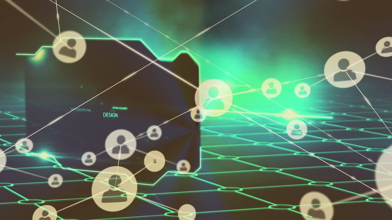 아이콘으로 연결된 네트워크의 애니메이션