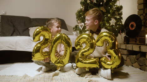 new year eve celebration in living room.