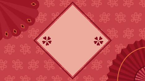 chinese new year design with fans and pattern