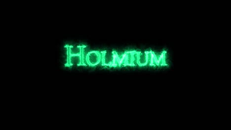 holmio, elemento químico, escrito con fuego. bucle