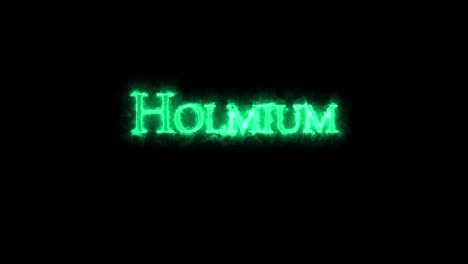 holmium, chemical element, written with fire. loop