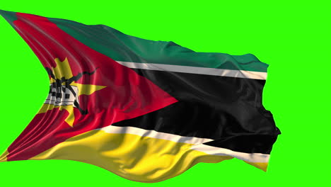 waving flag of mozambique on green screen
