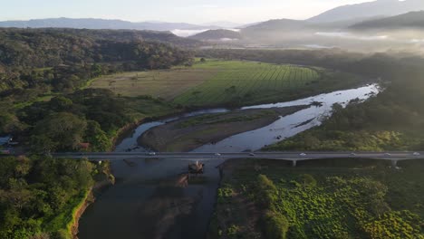 morning footage of bridge with cars passing by