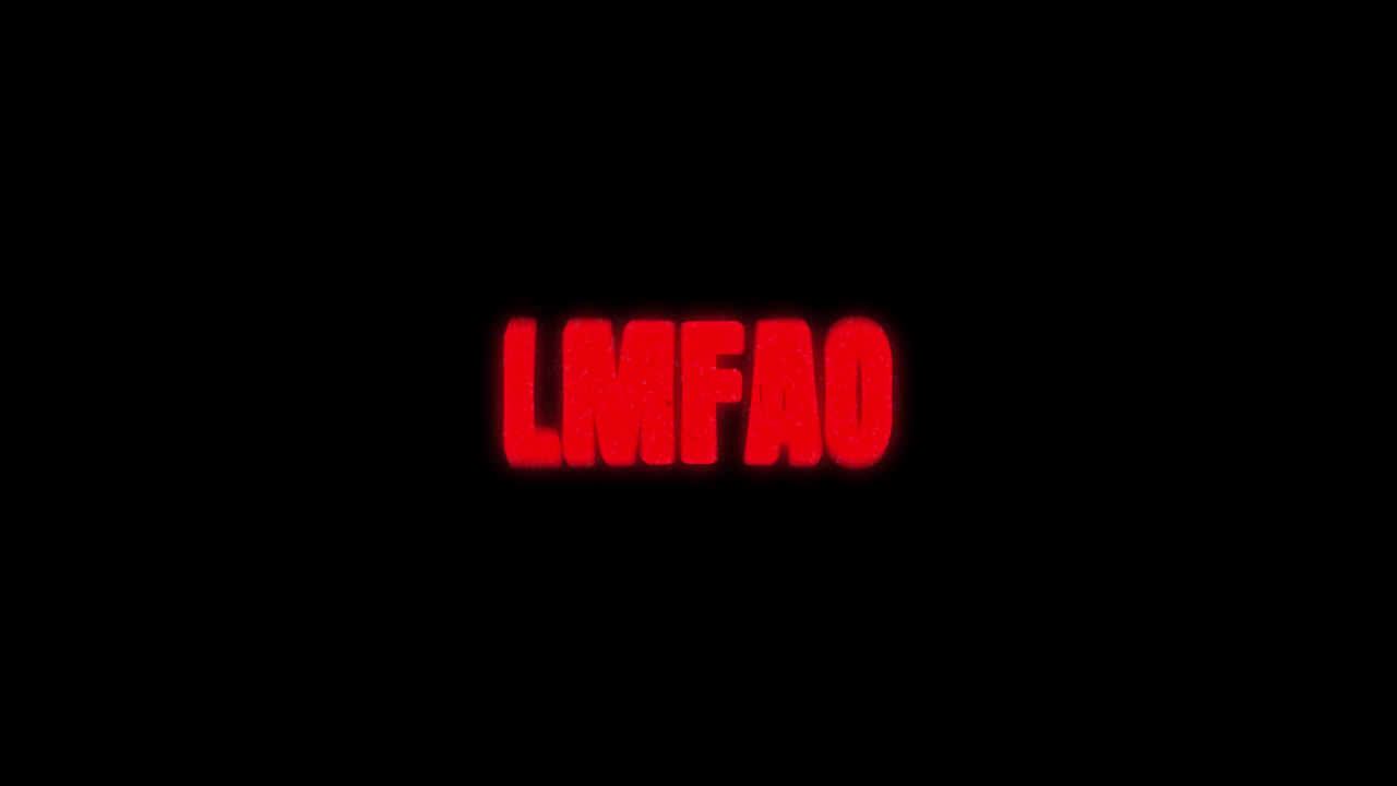 Red LMFAO Text Animation on Black Background