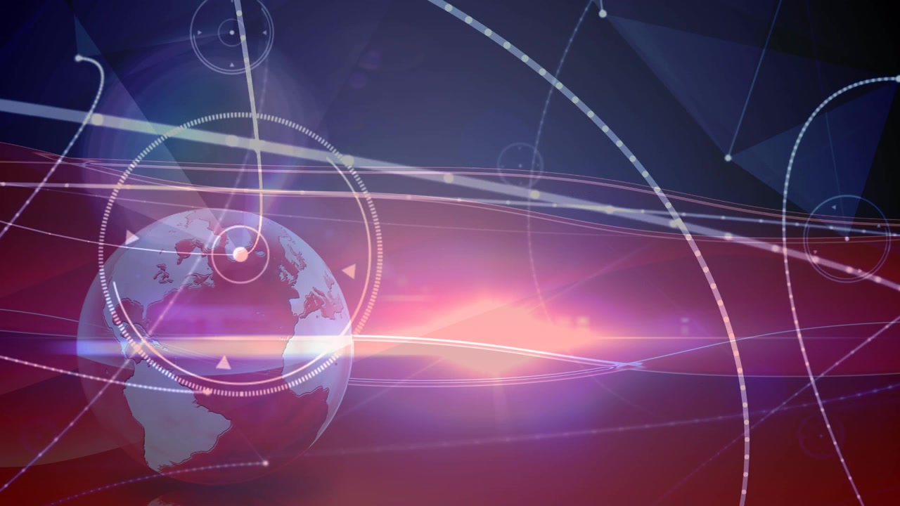 Animation of globe and connections over red and blue space